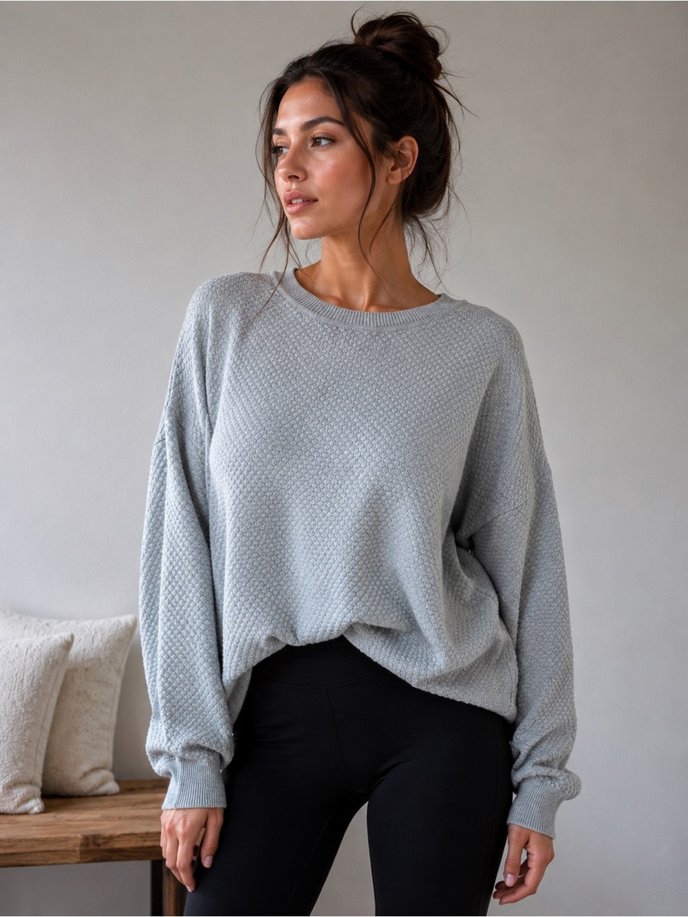 Matty M Grey Cotton Textured Knit Sweater Oversized Cozy Pullover XXL